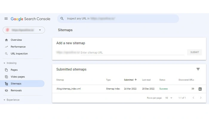 XML Sitemap in Google Search Console